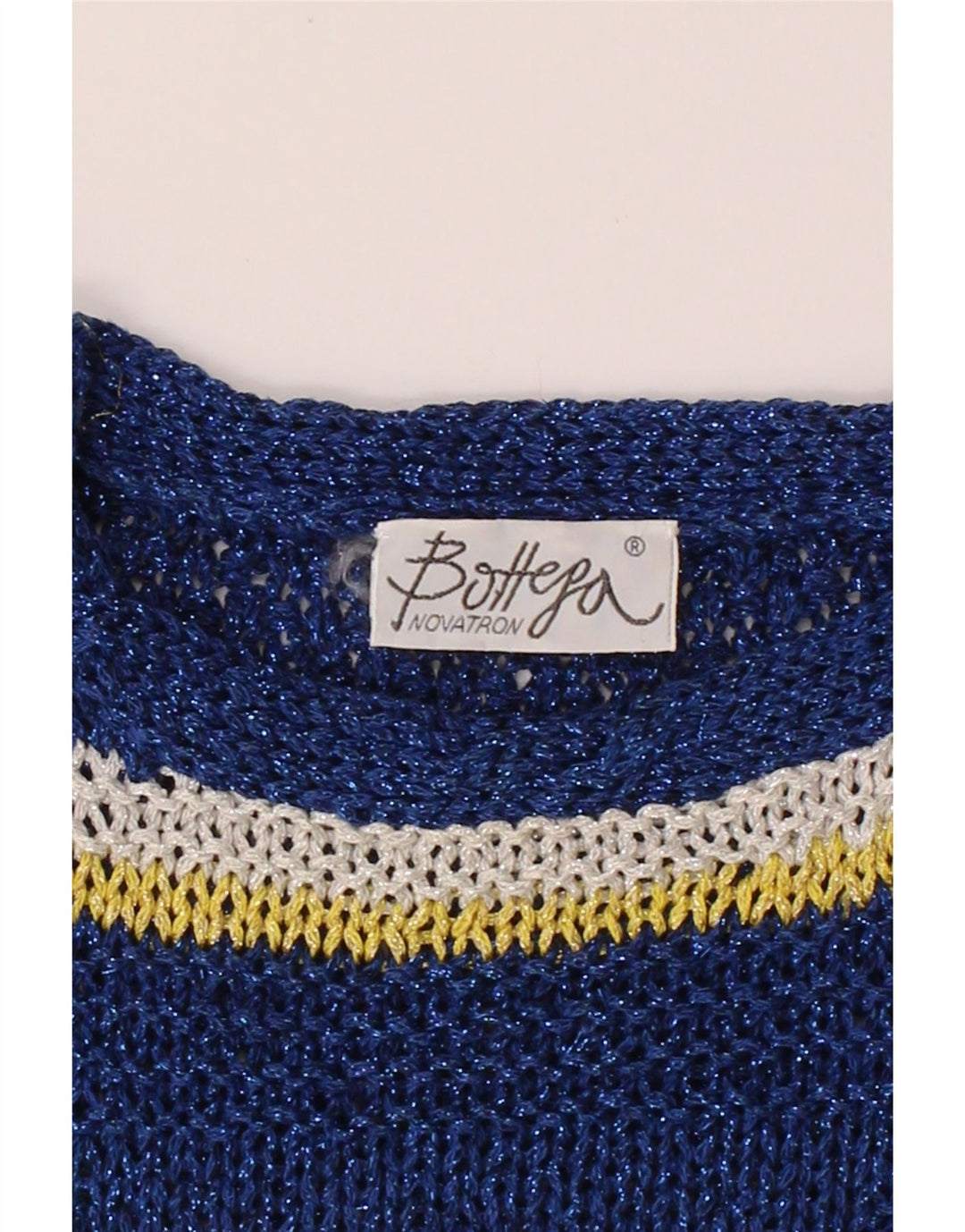 VINTAGE Womens Crew Neck Jumper Sweater UK 18 XL Navy Blue Patchwork Vintage Vintage and Second-Hand Vintage from Messina Hembry 
