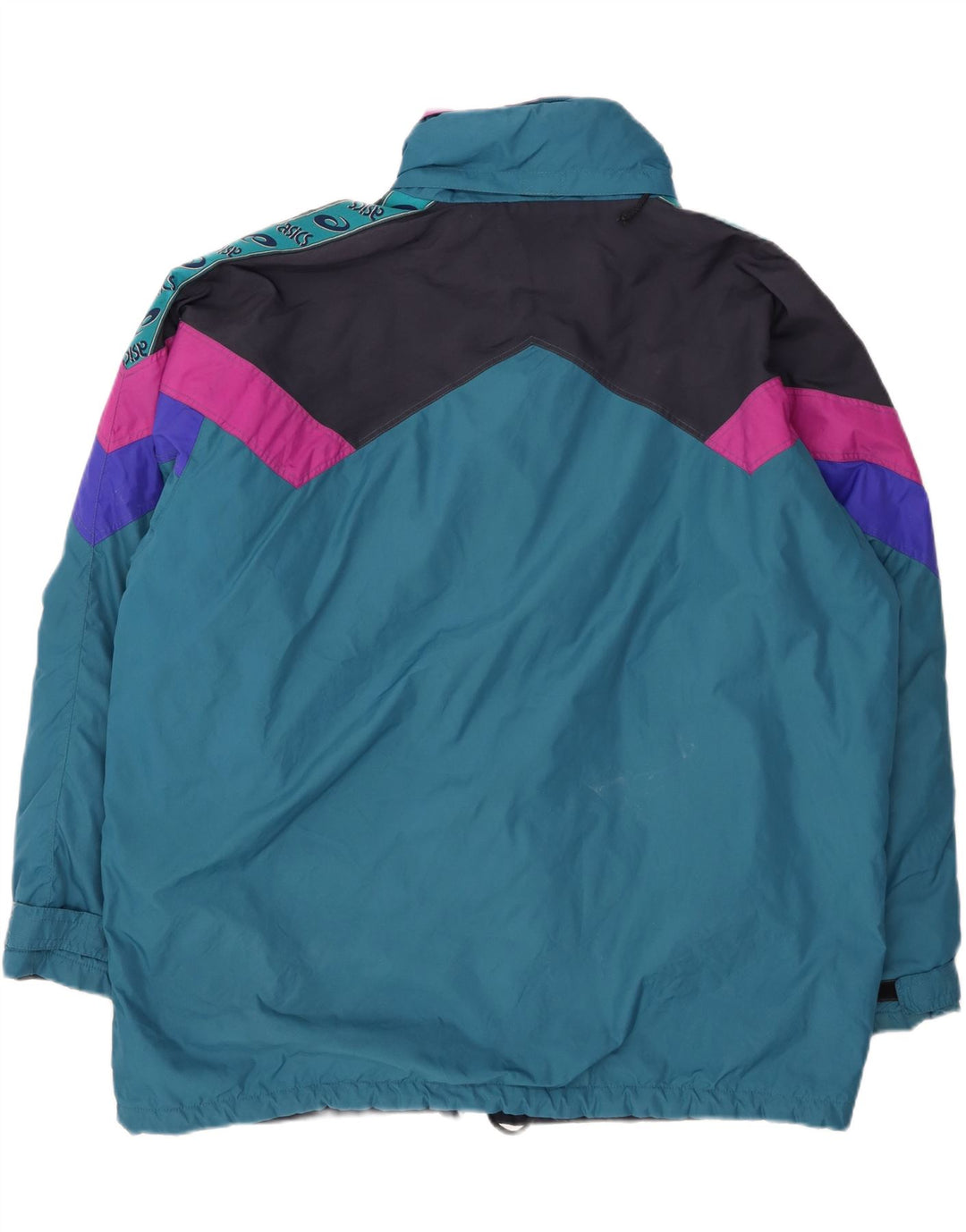 Jaqueta corta-vento masculina ASICS UK 42 XL azul colorblock poliamida