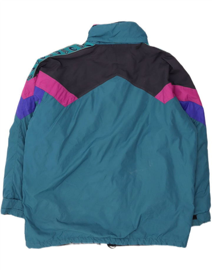 Jaqueta corta-vento masculina ASICS UK 42 XL azul colorblock poliamida