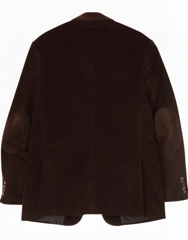 Jaqueta blazer de veludo cotelê masculina vintage com 3 botões IT 54 2XL algodão marrom