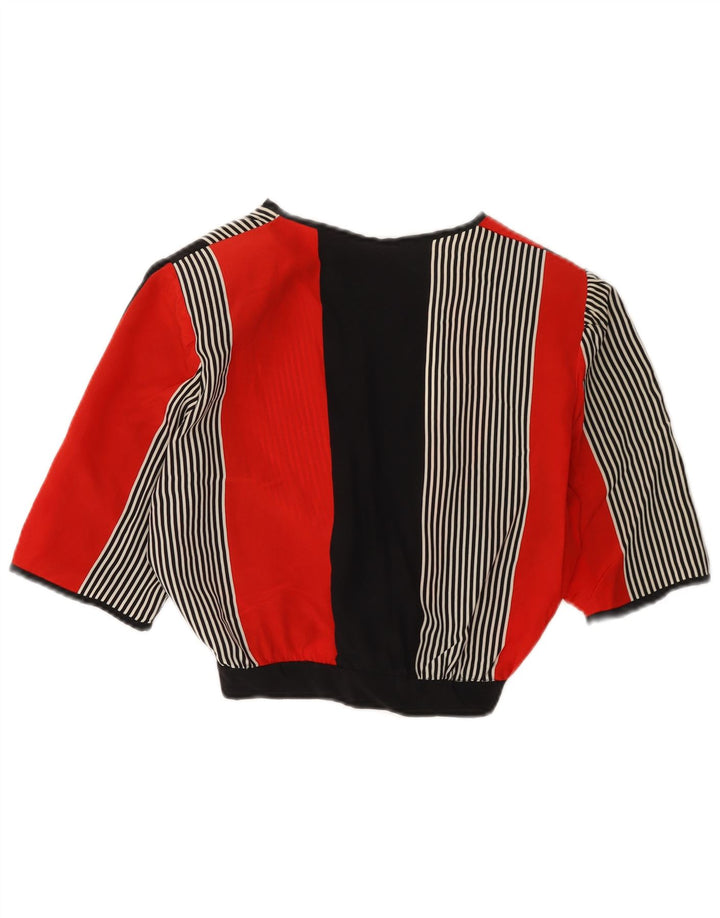 Top Cardigan Crop Feminino Vintage UK 12 Médio Listrado Multicolorido