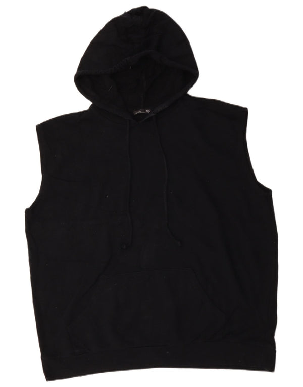Zara Womens Sleeveless Oversized Hoodie Jumper UK 14 Medium Black Cotton