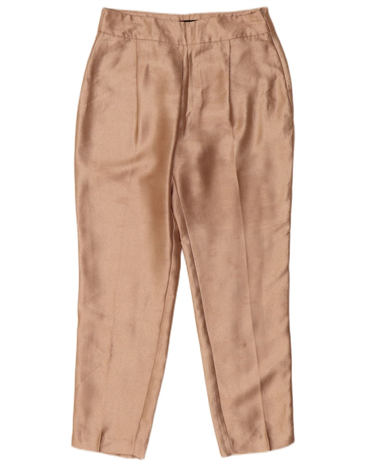 Zara Calça feminina casual cônica pequena W27 L26 poliéster bege