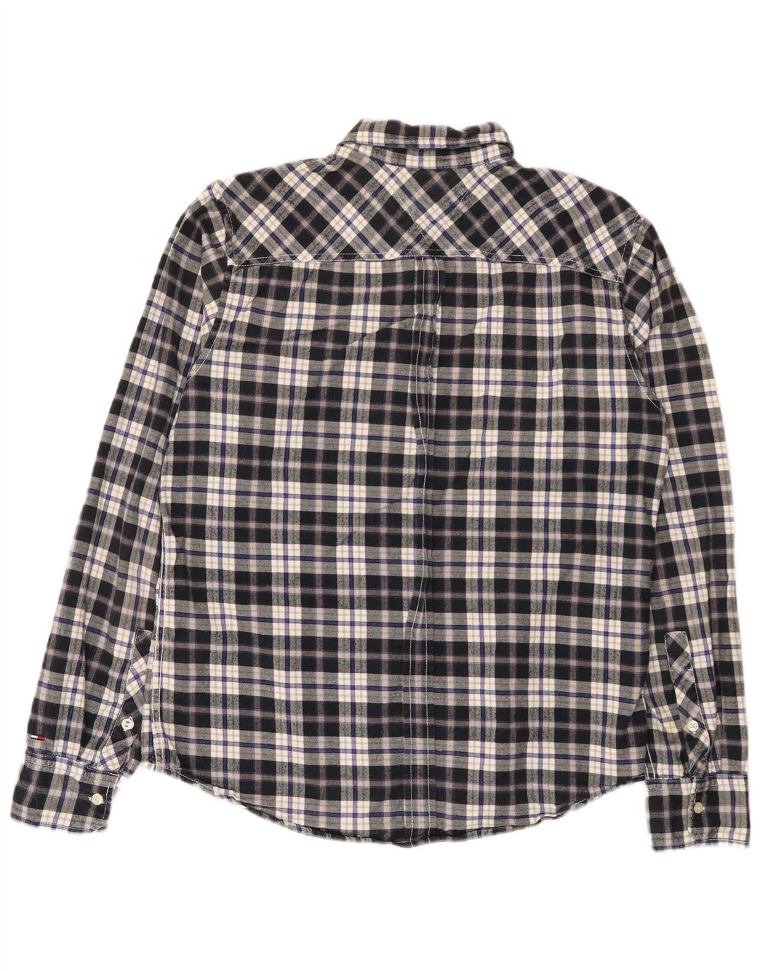 Camisa masculina de flanela Tommy Hilfiger grande algodão xadrez azul