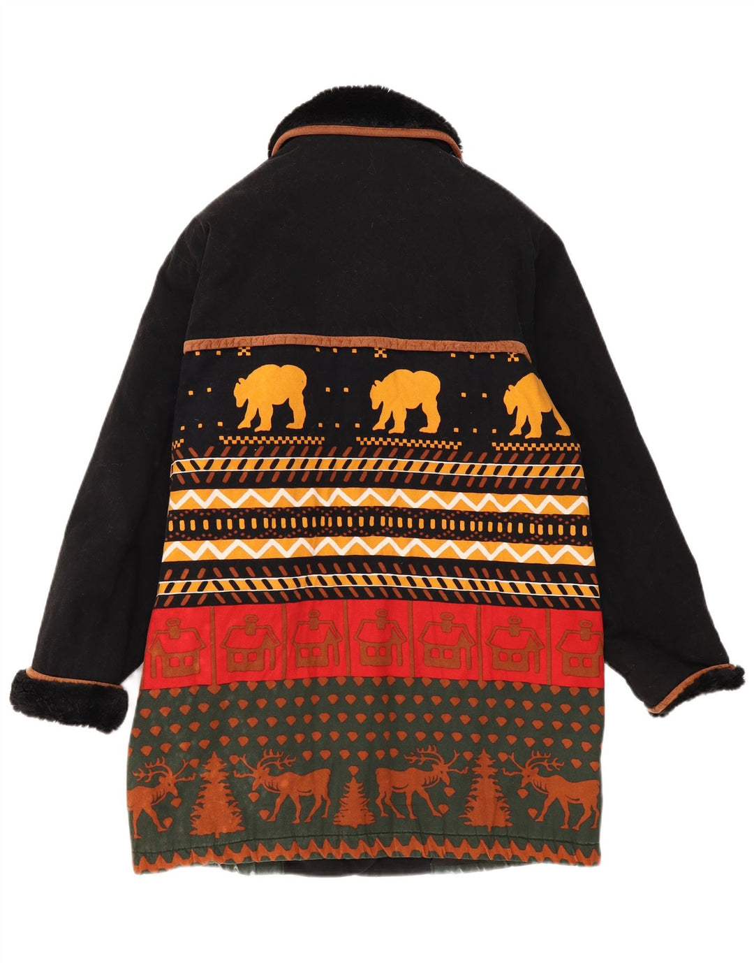 Novo sobretudo feminino rápido UK 16 grande preto Fair Isle