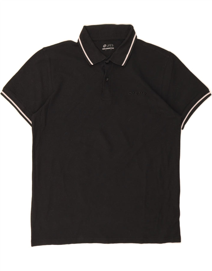 LOTTO Mens Polo Shirt Large Black Cotton Vintage Lotto and Second-Hand Lotto from Messina Hembry 