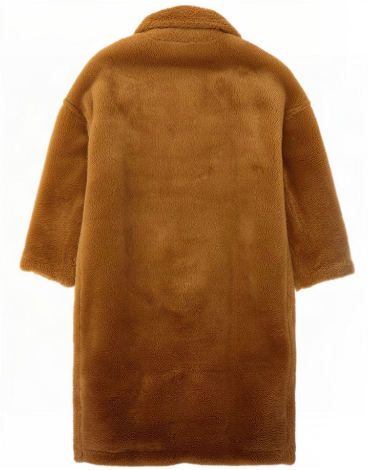 Sobretudo feminino Zara Teddy Bear Oversized Reino Unido 14 poliéster marrom médio