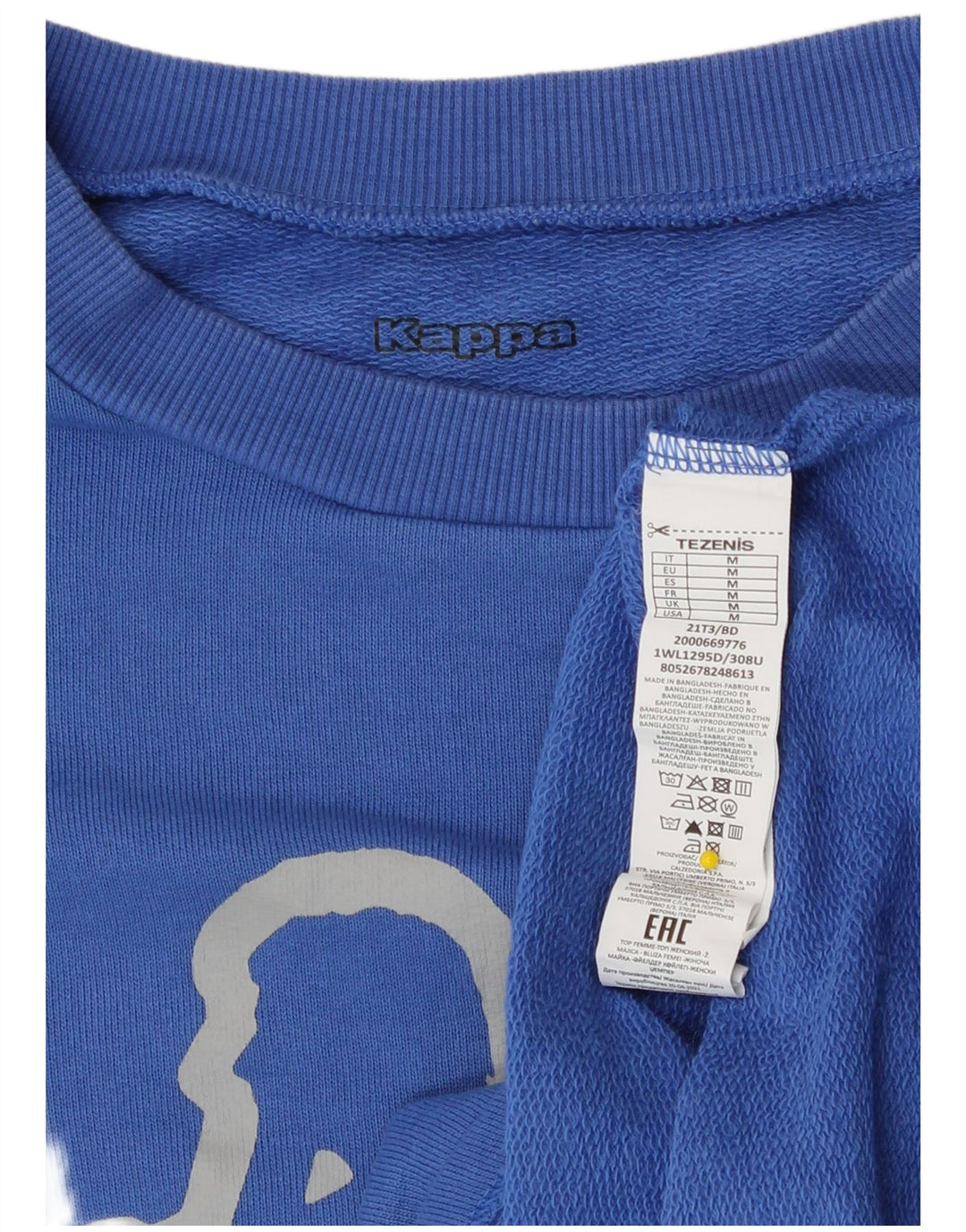 Kappa moletom feminino oversized crop gráfico jumper UK 14 médio azul