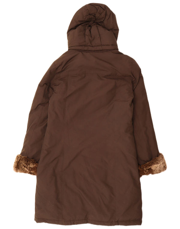 Casaco acolchoado com capuz feminino Woolrich Reino Unido 16 grande algodão marrom