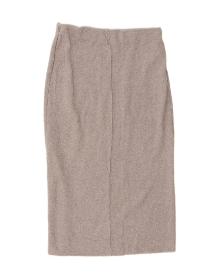 Saia midi feminina Zara médio W28 poliéster manchado cinza
