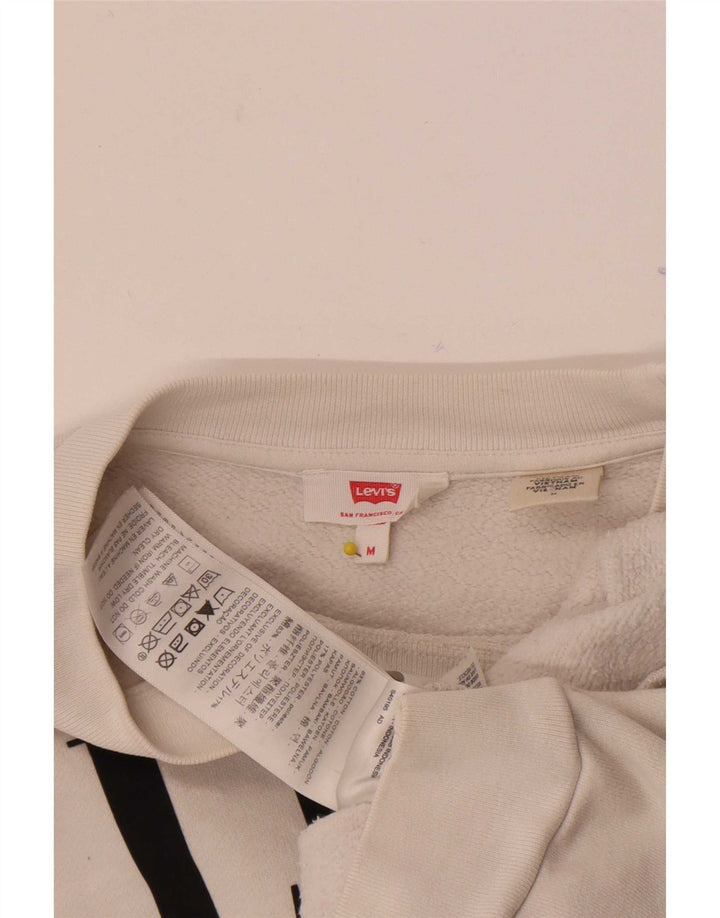 Moletom feminino Levi's Crop Graphic Oversized Jumper UK 14 Médio Branco