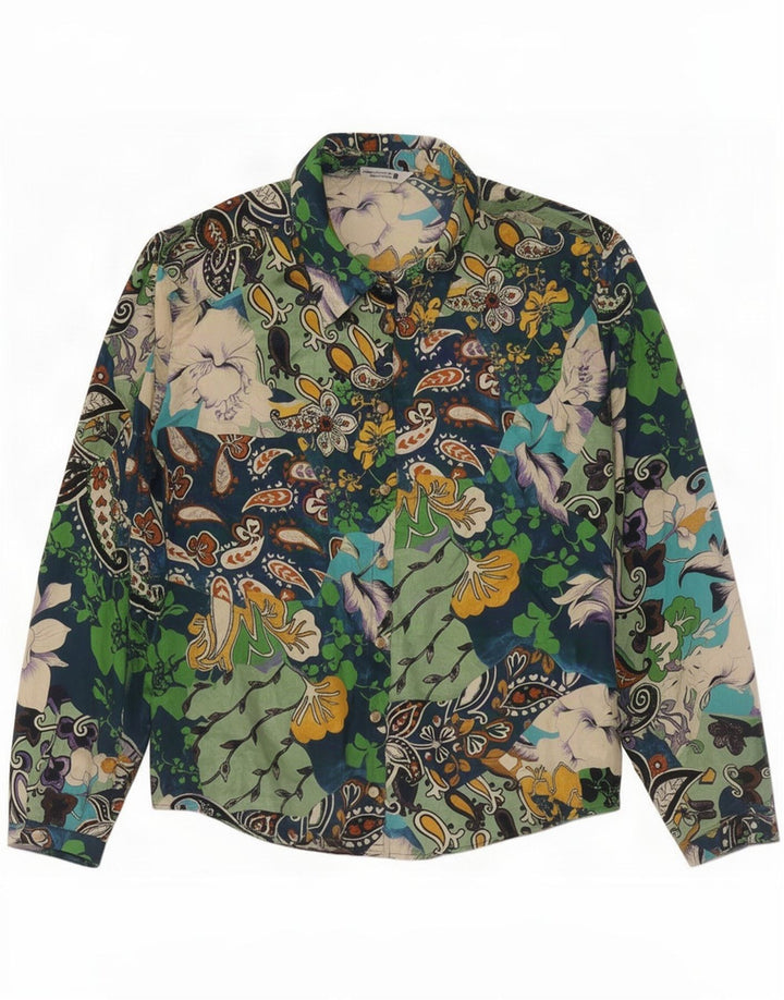 Camisa oversized feminina Zara Reino Unido 16 grande poliéster paisley multicolorido