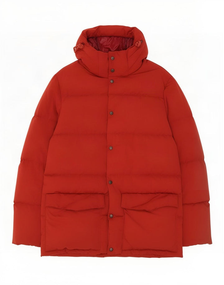 Casaco acolchoado com capuz para homens Seventy UK 40 poliéster vermelho grande