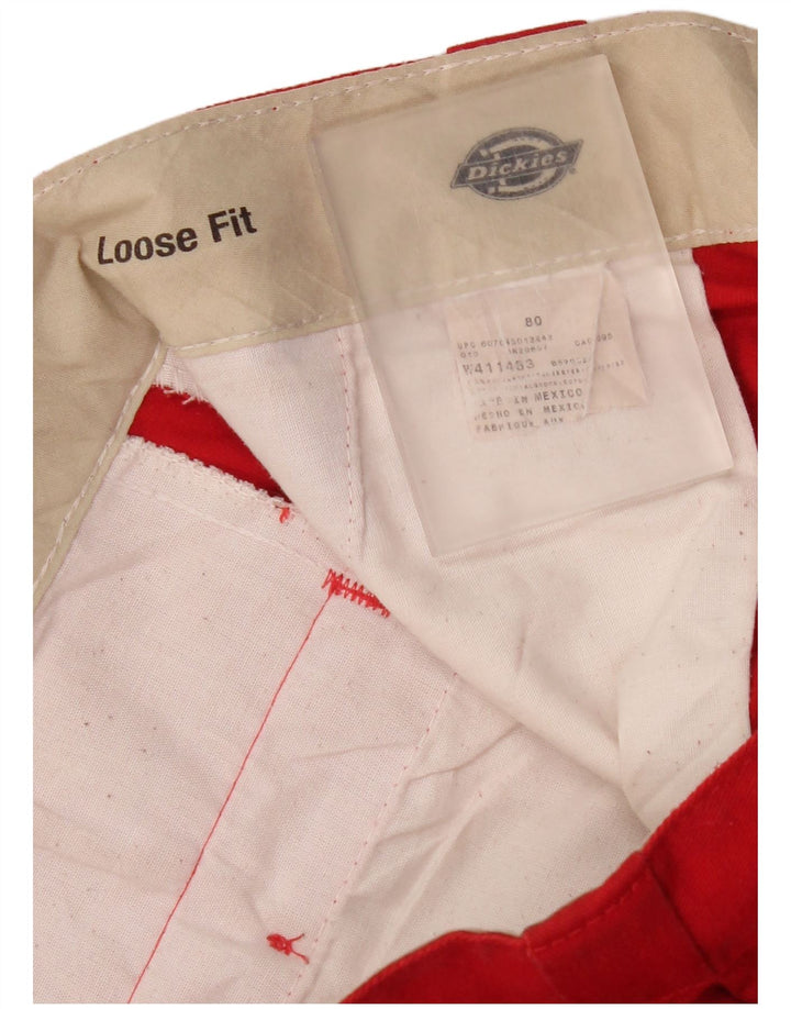 Calças Dickies Mens Loose Fit Cargo W36 L33 Poliéster Vermelho