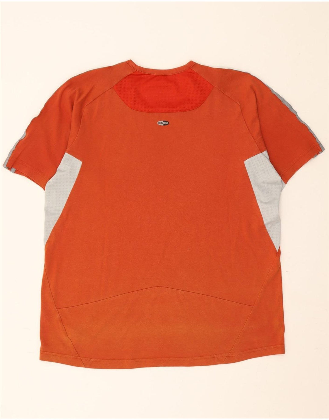 ADIDAS Mens Camiseta Top Grande Laranja Colorblock Algodão
