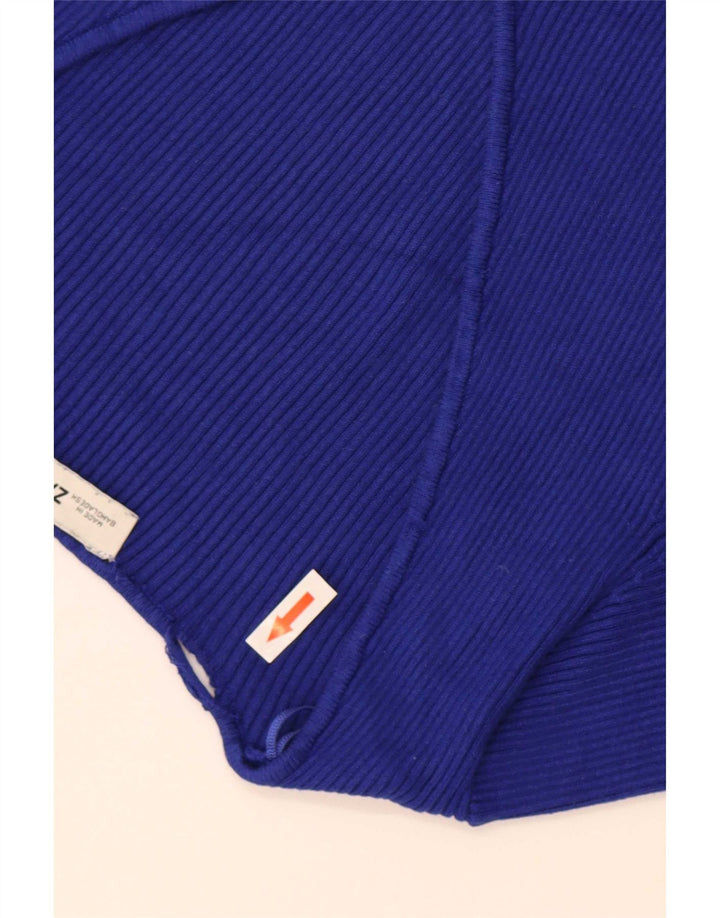 Zara Womens Crop Top UK 8 Pequeno Azul Viscose