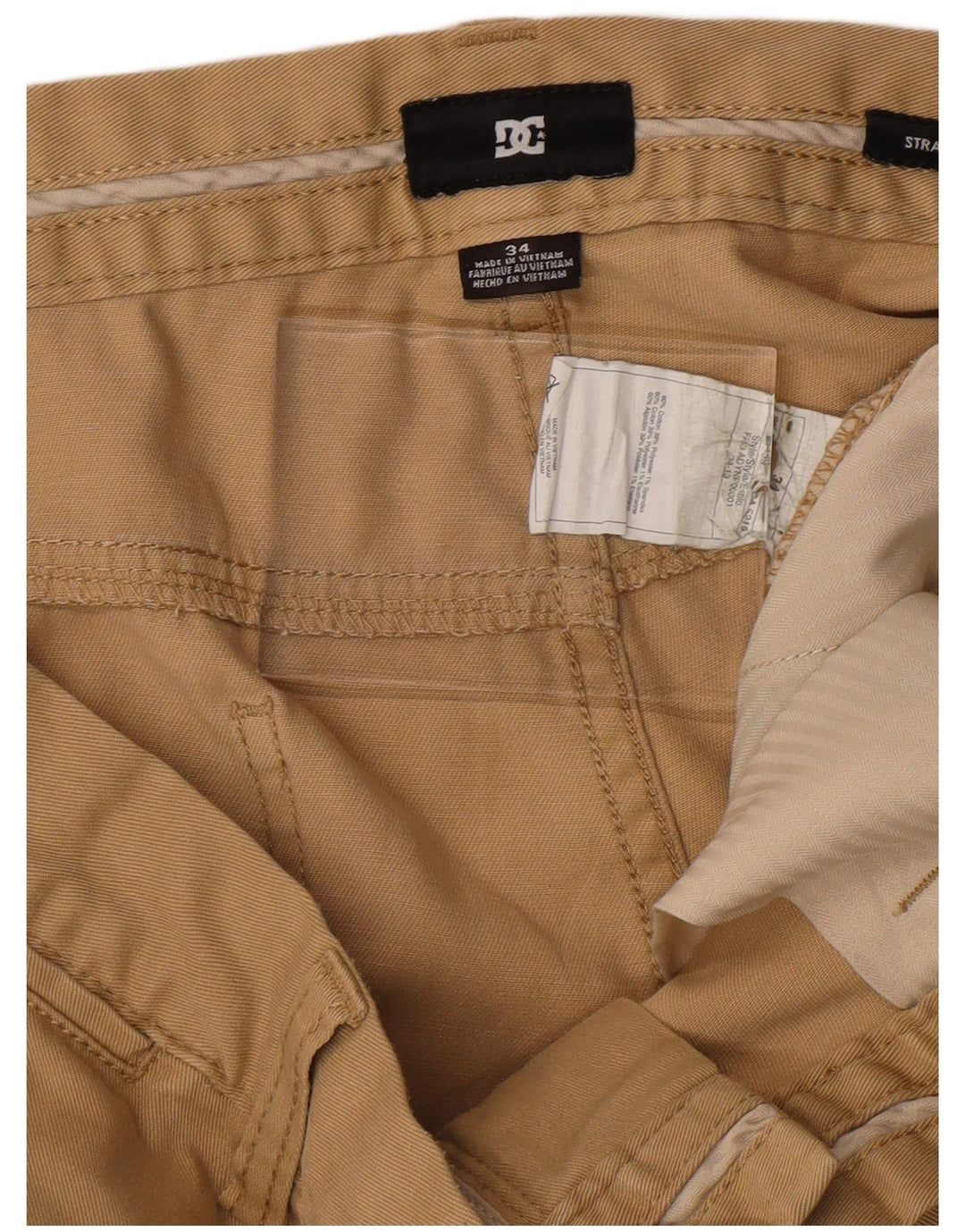 Calça Chino reta masculina DC W34 L31 algodão bege
