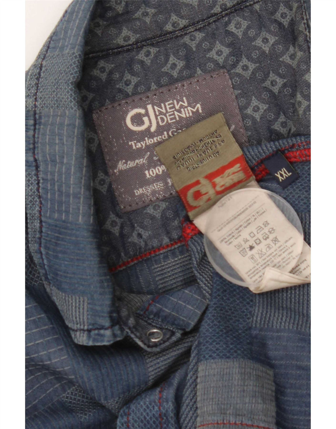Camisa masculina Gaudi 2XL azul patchwork algodão