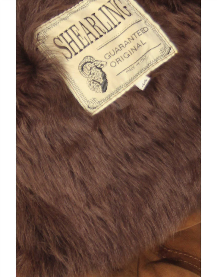 Casaco feminino vintage oversized shearling IT 44 médio bege