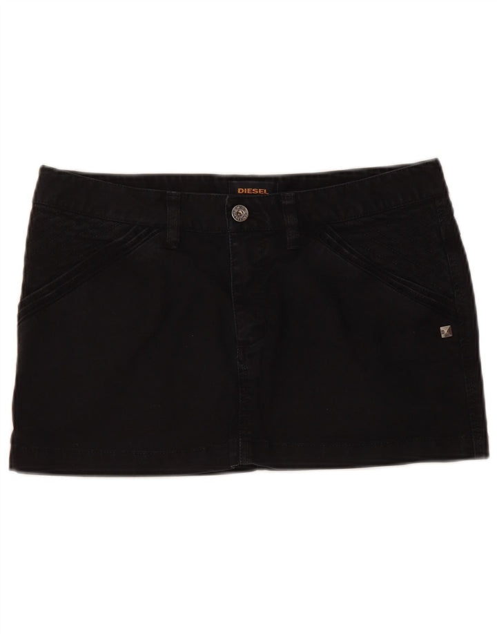 Mini saia jeans feminina Diesel W29 algodão preto médio