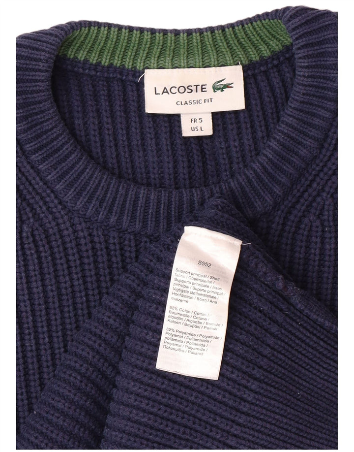 Suéter masculino LACOSTE Classic Fit com gola redonda tamanho 5 grande azul marinho