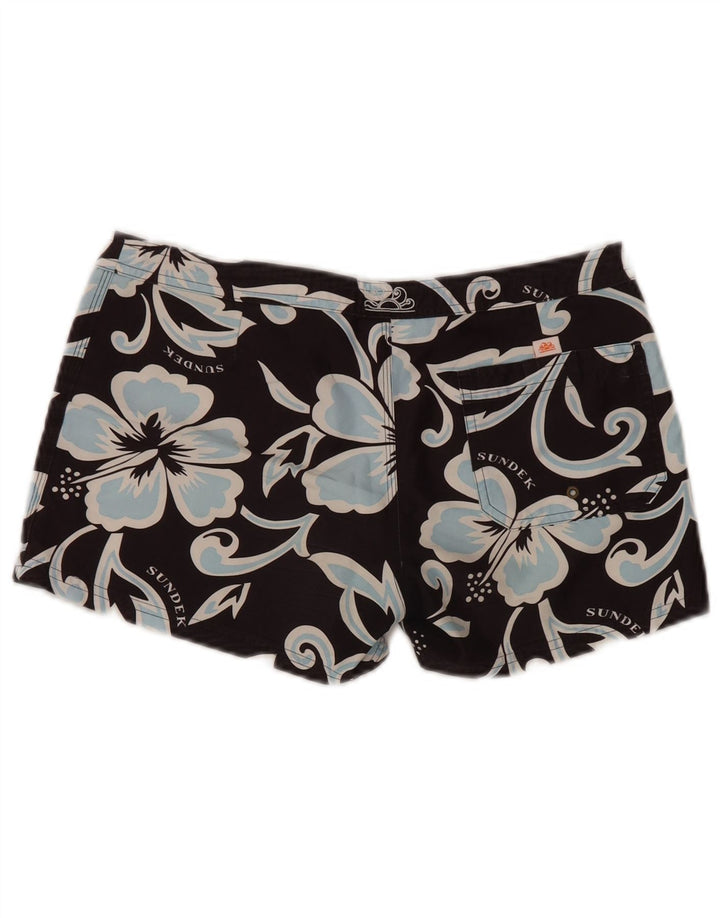 Shorts de natação feminino SUNDEK cintura baixa Reino Unido 14 médio preto floral