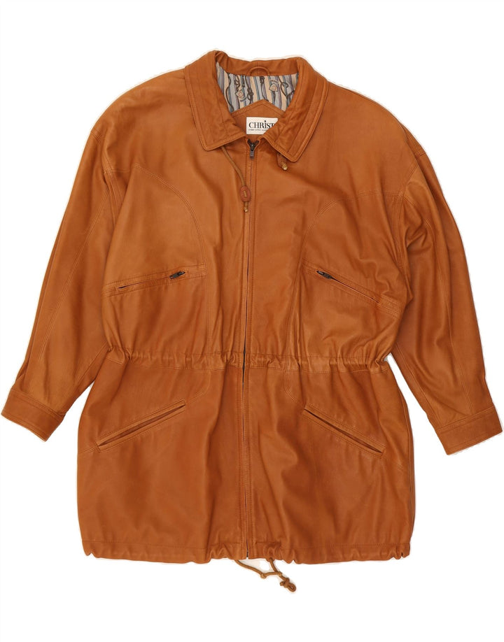 CHRIST Womens Oversized Leather Coat EU 44 XL Brown Leather Vintage Christ and Second-Hand Christ from Messina Hembry 