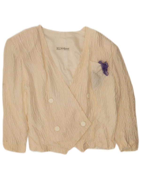 Vintage Womens Double Breasted Blazer Jacket UK 14 Medium Off White