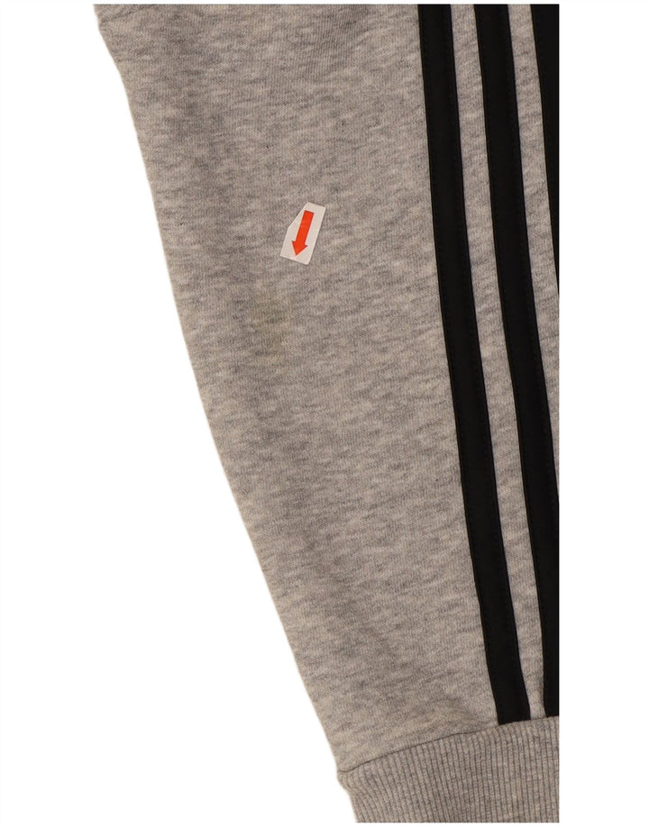 ADIDAS Suéter masculino com capuz e zíper pequeno algodão manchado cinza