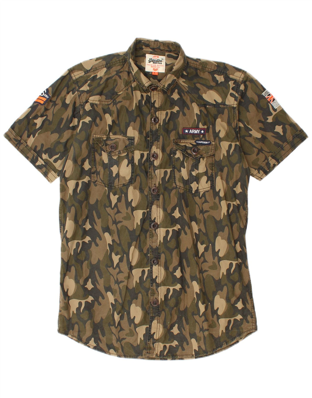 Camisa militar masculina de manga curta SUPERDRY grande camuflagem multicolorida