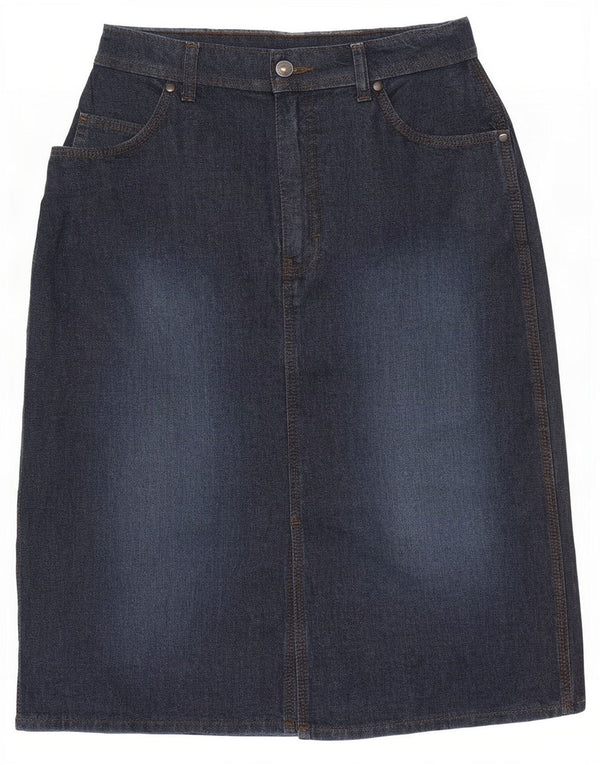 Marks & Spencer Womens Denim Skirt UK 10 Small W28 Navy Blue Cotton