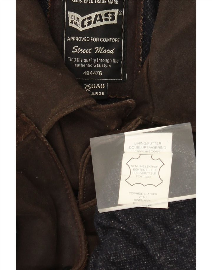 Casaco de couro masculino GAS UK 44 2XL couro marrom