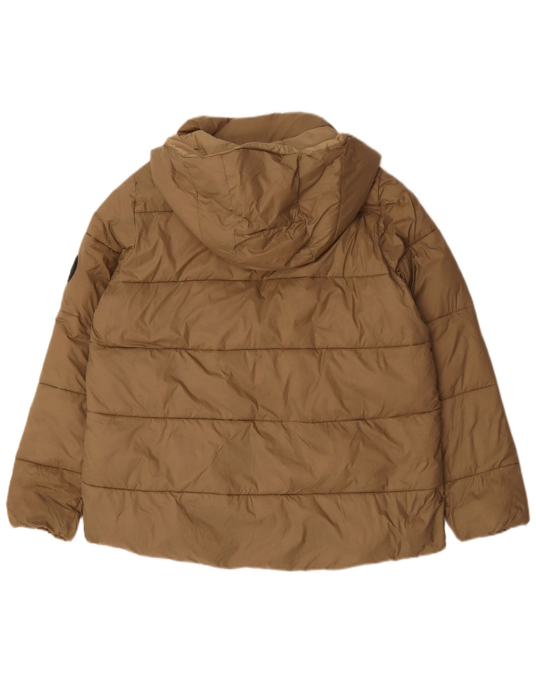 Zara Jaqueta feminina acolchoada com capuz e grandes dimensões Reino Unido 14 Nylon bege médio