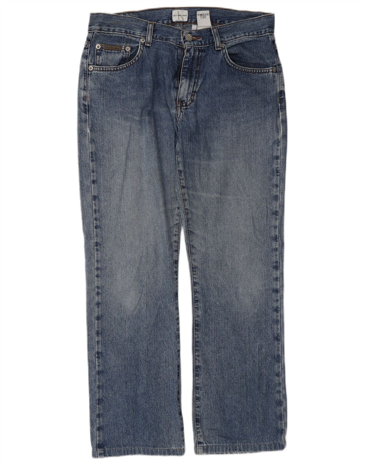Calça jeans reta feminina CALVIN KLEIN EUA 7 médio W30 L28 algodão azul