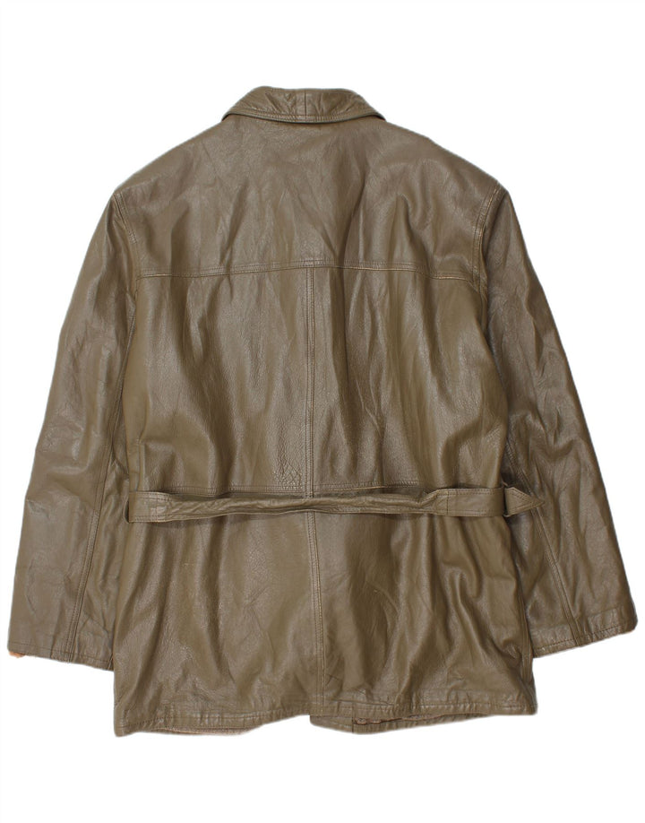 Jaqueta de couro masculina vintage Reino Unido 40 grande couro cáqui