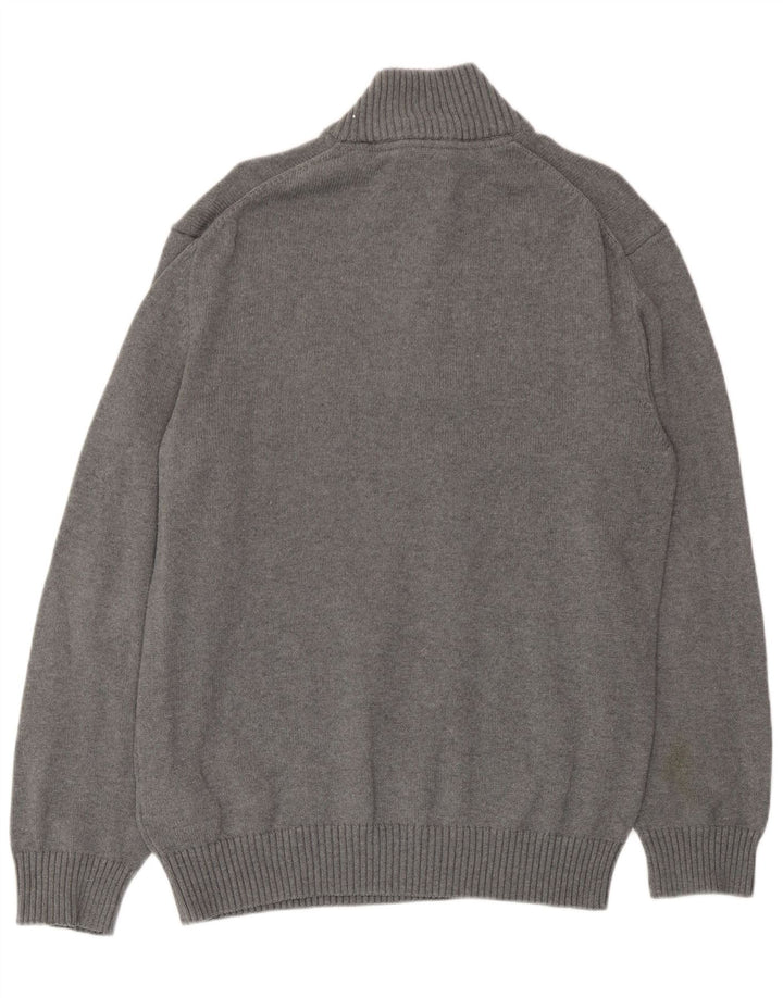 Suéter masculino Gant com zíper e gola grande de algodão cinza