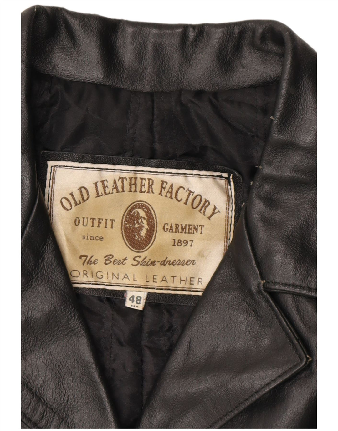 Casaco de couro feminino VINTAGE IT 48 XL couro preto