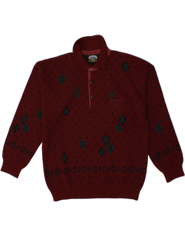 Suéter masculino NORTH POLE com gola polo 2XL Borgonha Argyle/Diamante