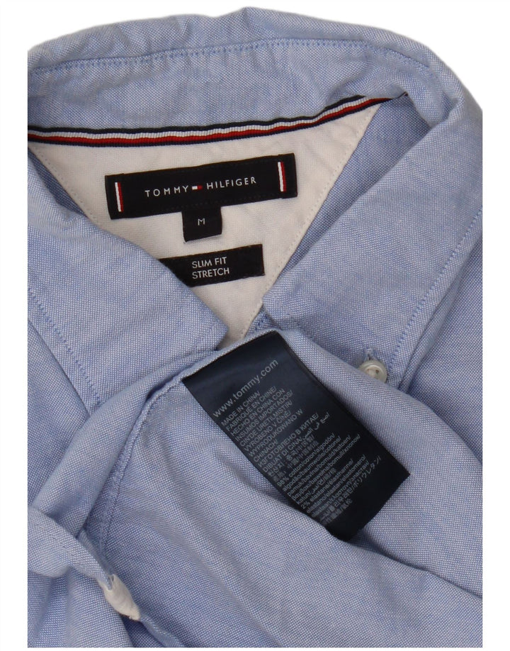 Camisa masculina TOMMY HILFIGER slim fit de algodão azul médio