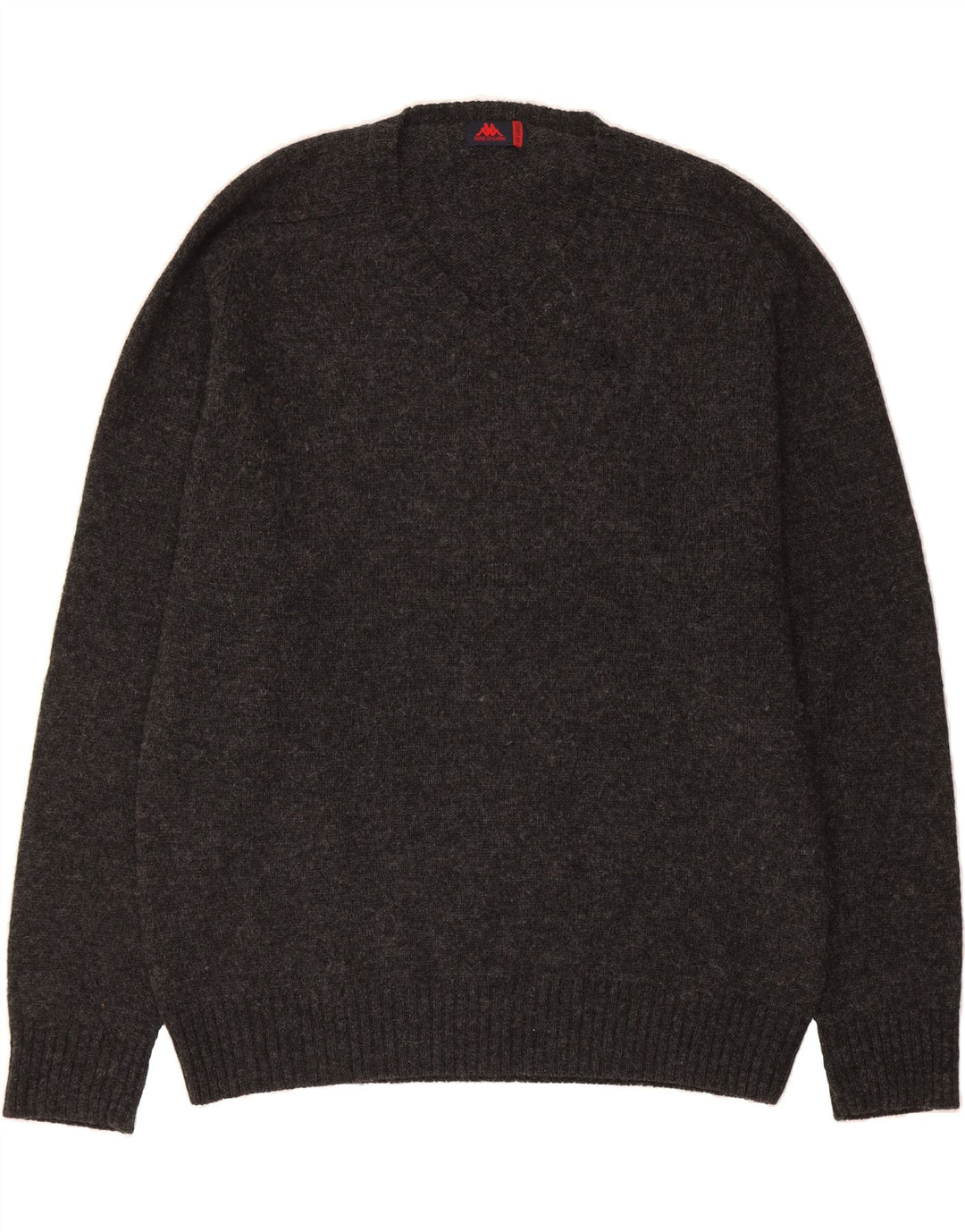 KAPPA Mens V-Neck Jumper Sweater 2XL Grey Wool Vintage Kappa and Second-Hand Kappa from Messina Hembry 