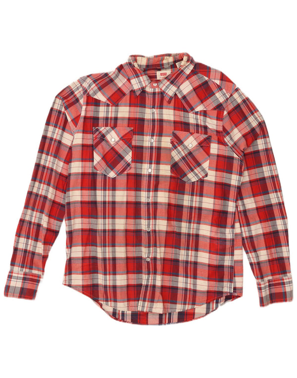 Camisa masculina de flanela LEVI'S grande algodão xadrez vermelho