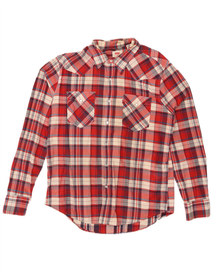 Camisa masculina de flanela LEVI'S grande algodão xadrez vermelho