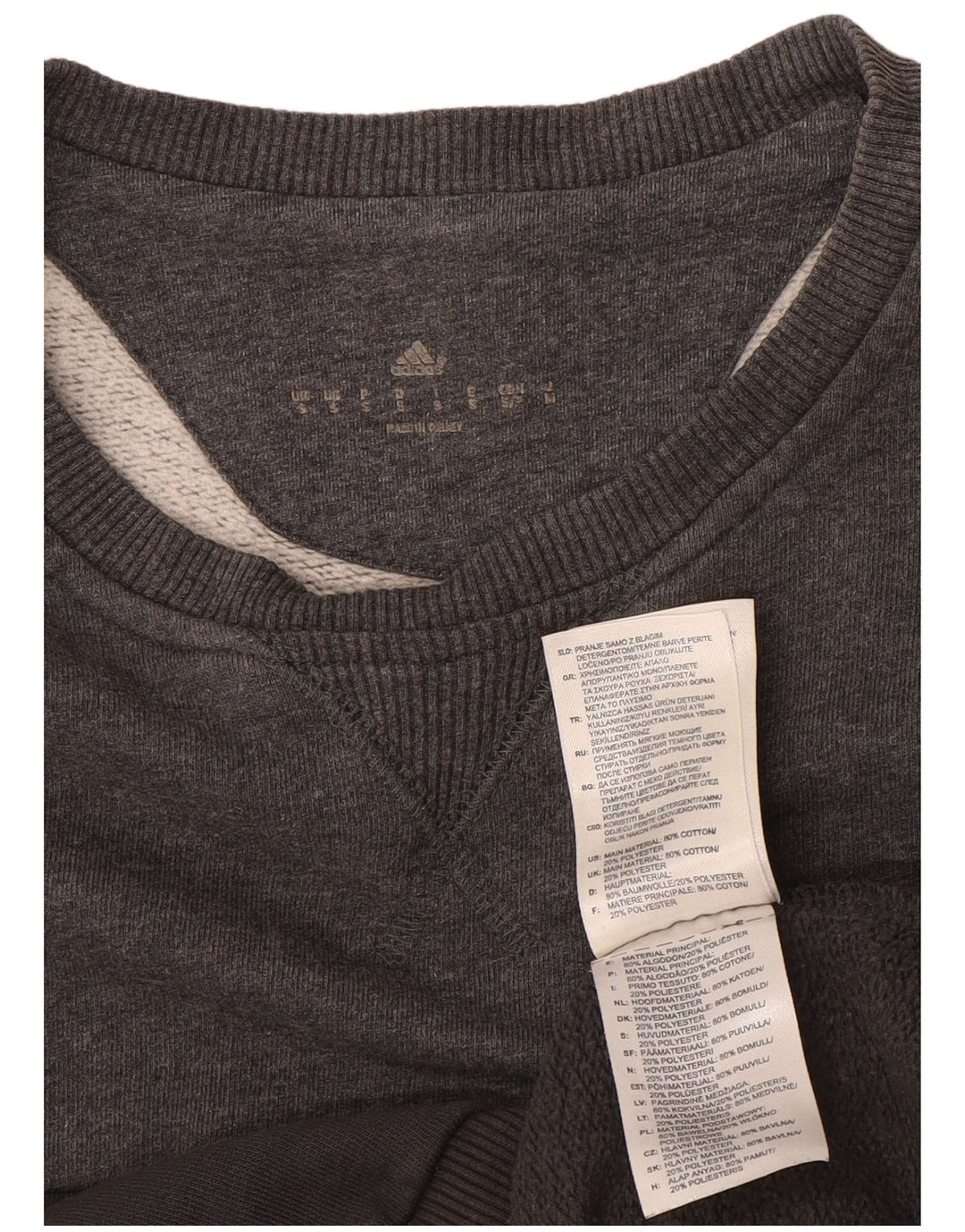Adidas Mens Graphic Moletom Jumper Pequeno Algodão Cinza