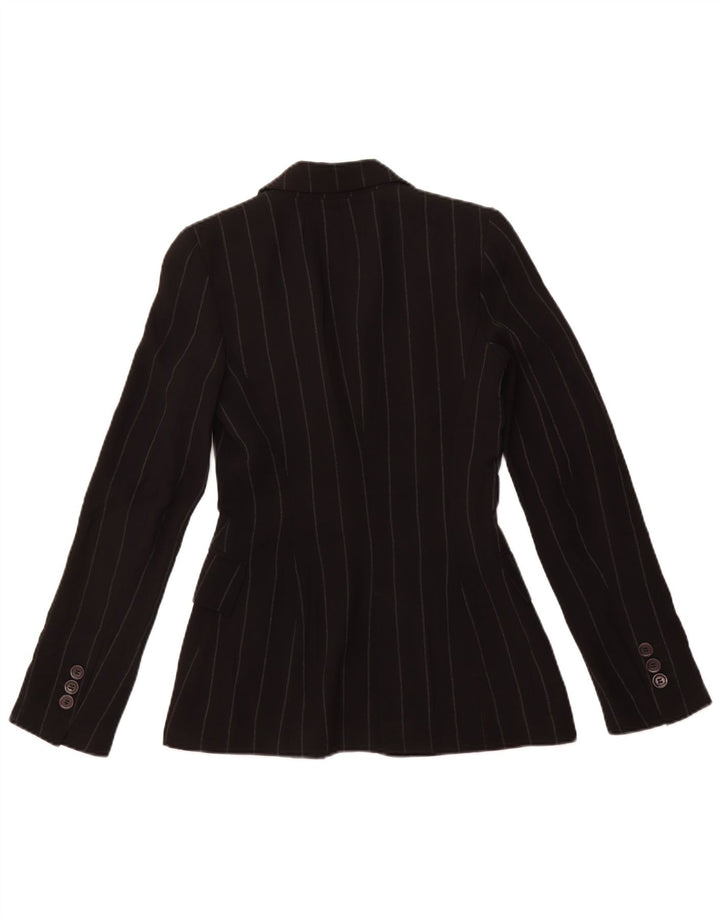 Jaqueta blazer feminina ZARA com 1 botão EU 34 2XS poliéster listrado preto