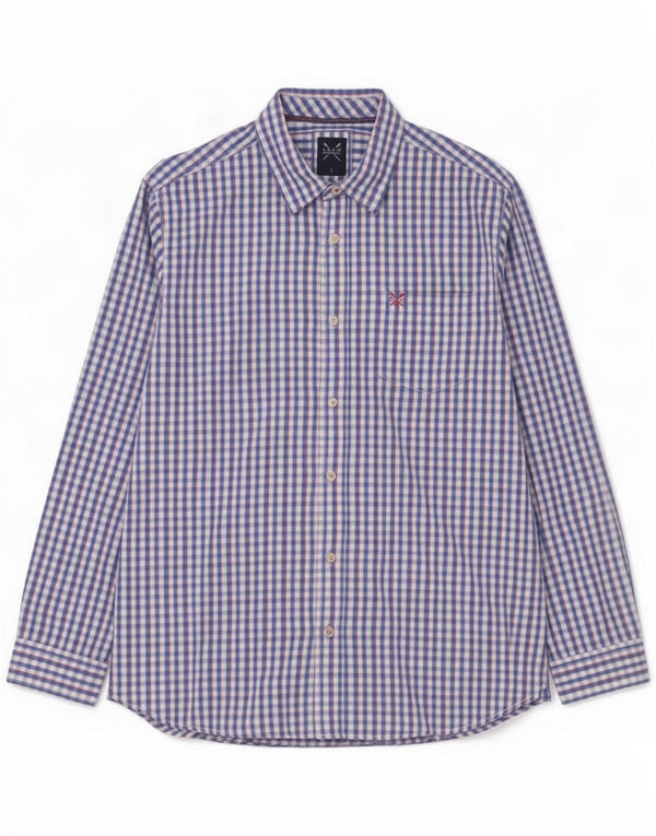 Crew Clothing Camisa masculina slim fit grande azul Gingham