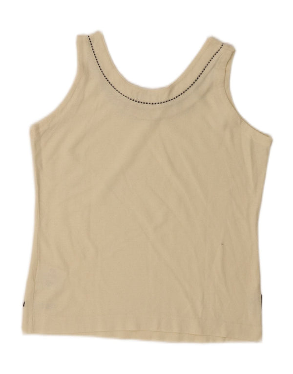 Lotto Womens Vest Top UK 8 Small Off White Cotton