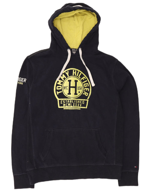 Tommy Hilfiger feminino vintage fit gráfico moletom com capuz XL azul marinho algodão