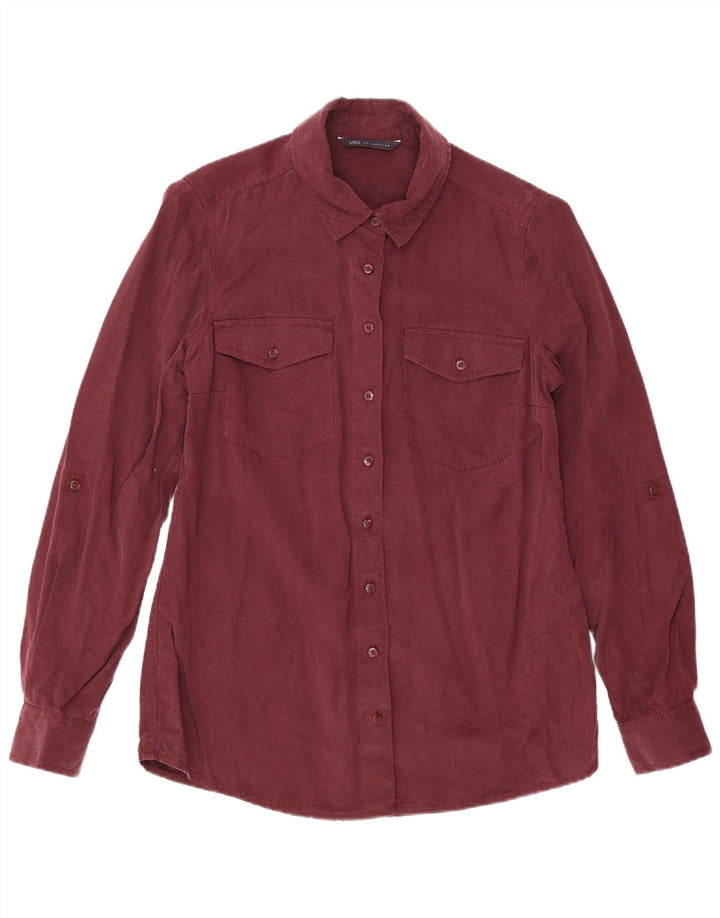 Camisa feminina Marks & Spencer Reino Unido 8 pequena Borgonha Lyocell
