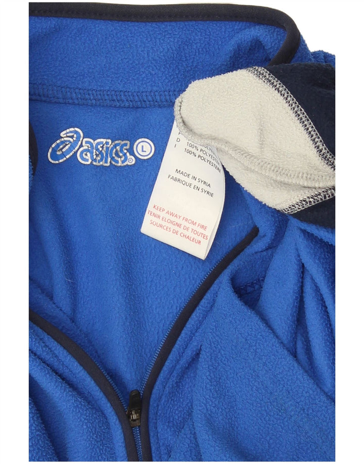 Asics Mens Zip Neck Fleece Jumper Grande Azul Colourblock Poliéster