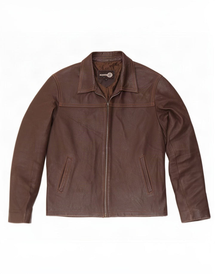 Jaqueta de couro masculina vintage IT 52 XL marrom